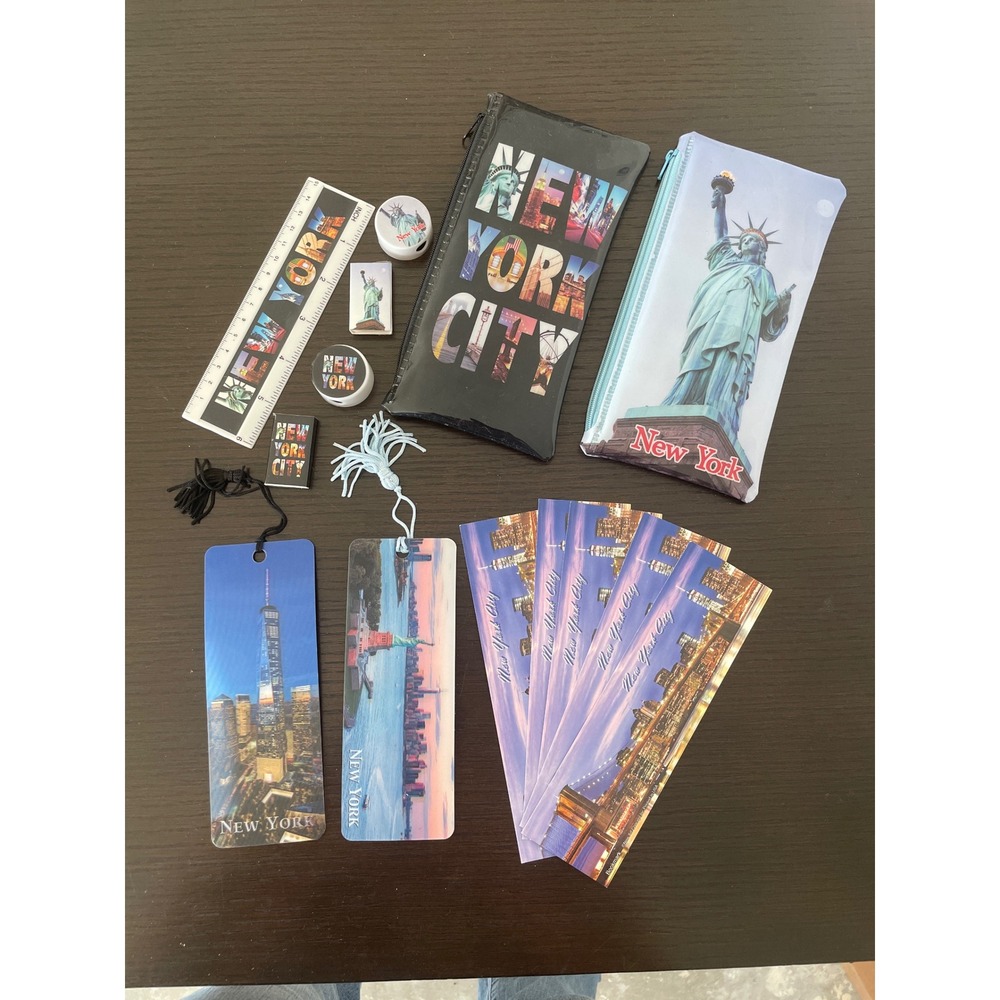 NEW YORK CITY 2 zipper pouch case set Ruler Bookmarks souvenir school Supplies‎